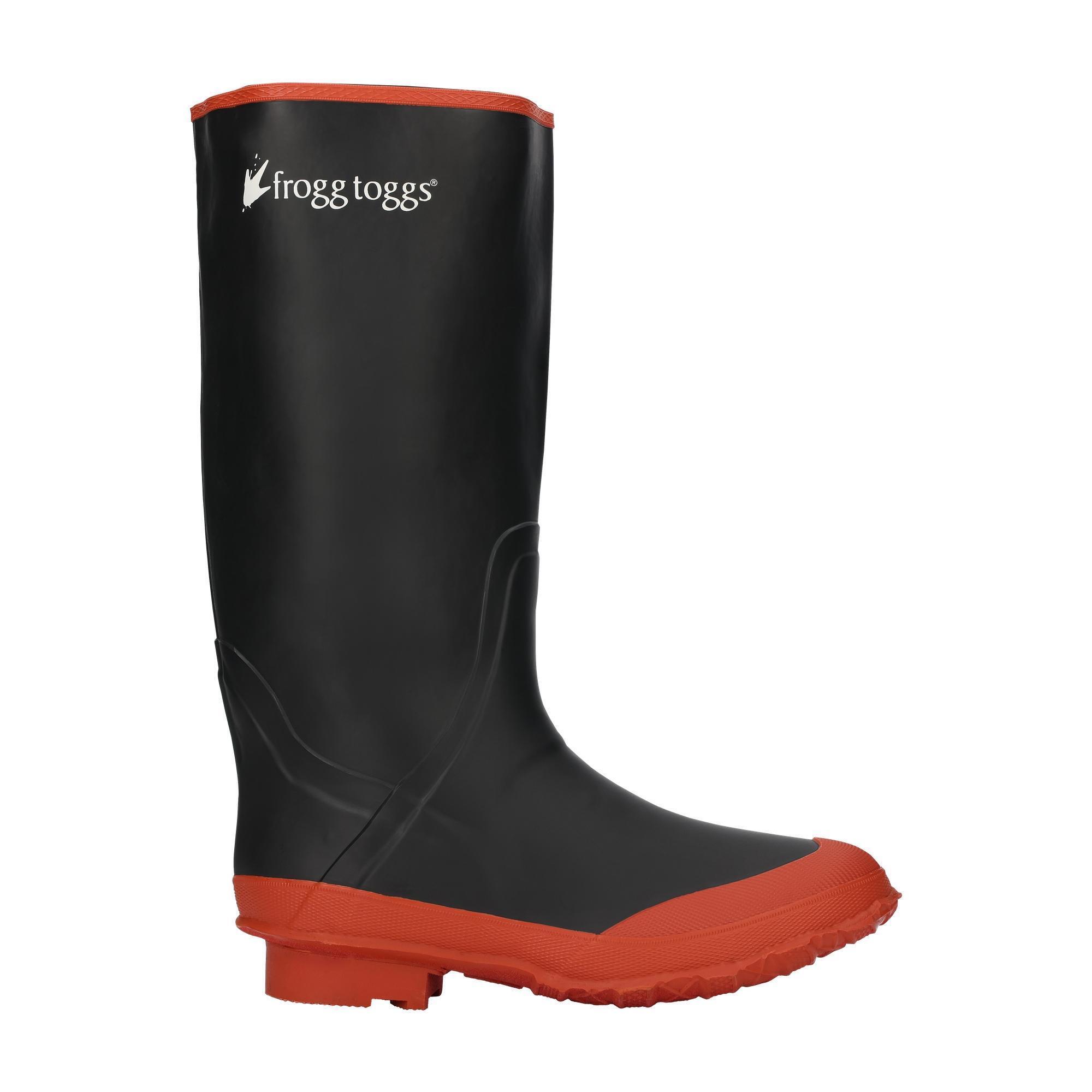 frogg toggs, 16in. Black Utility Boot, Size 10 Width Medium, Color Black/Red, Model# 4CL611-901-100